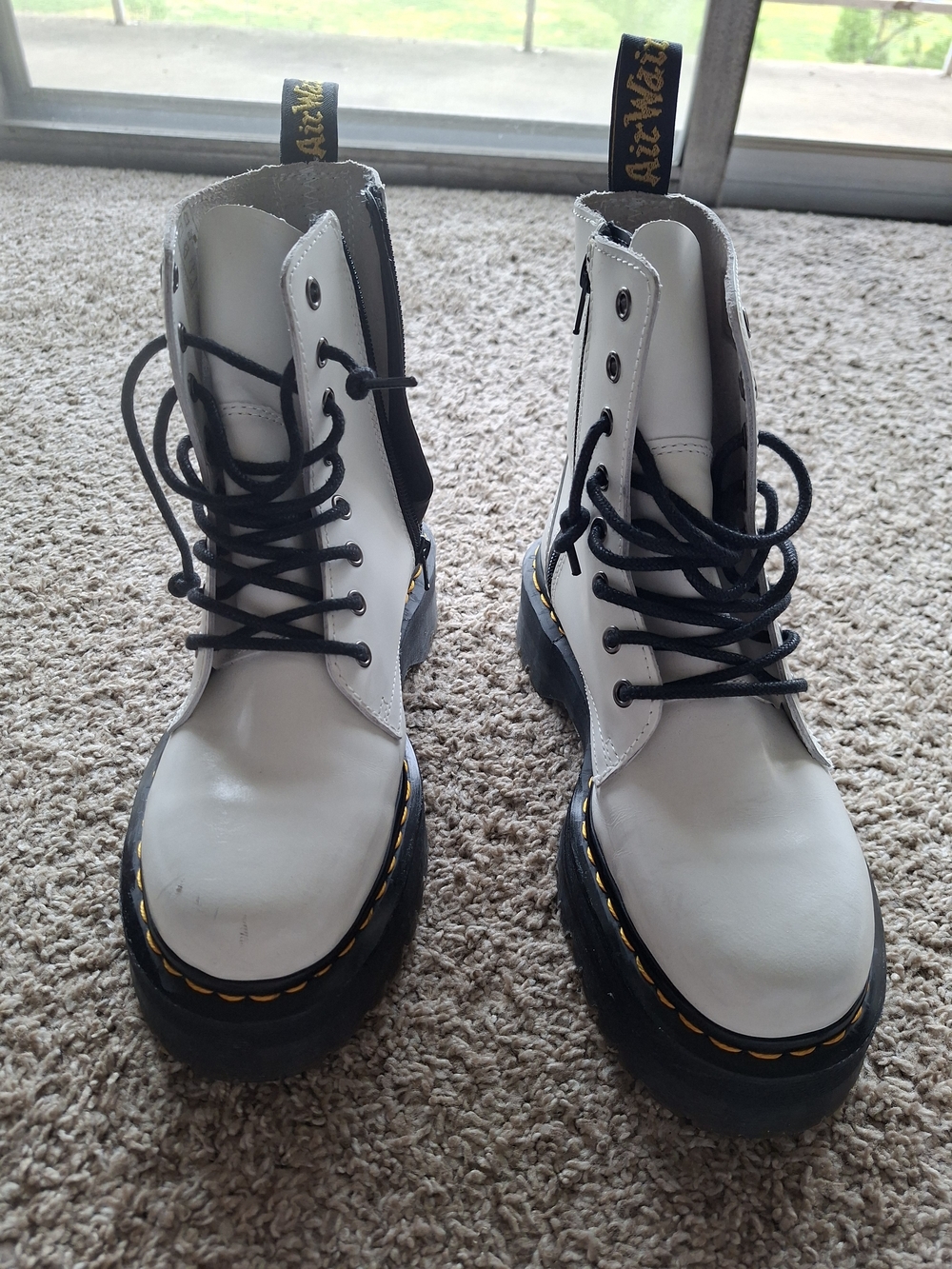 Dr. Martens Women's 1460W White Smooth Patent Leather 8-Eye Lace Up B